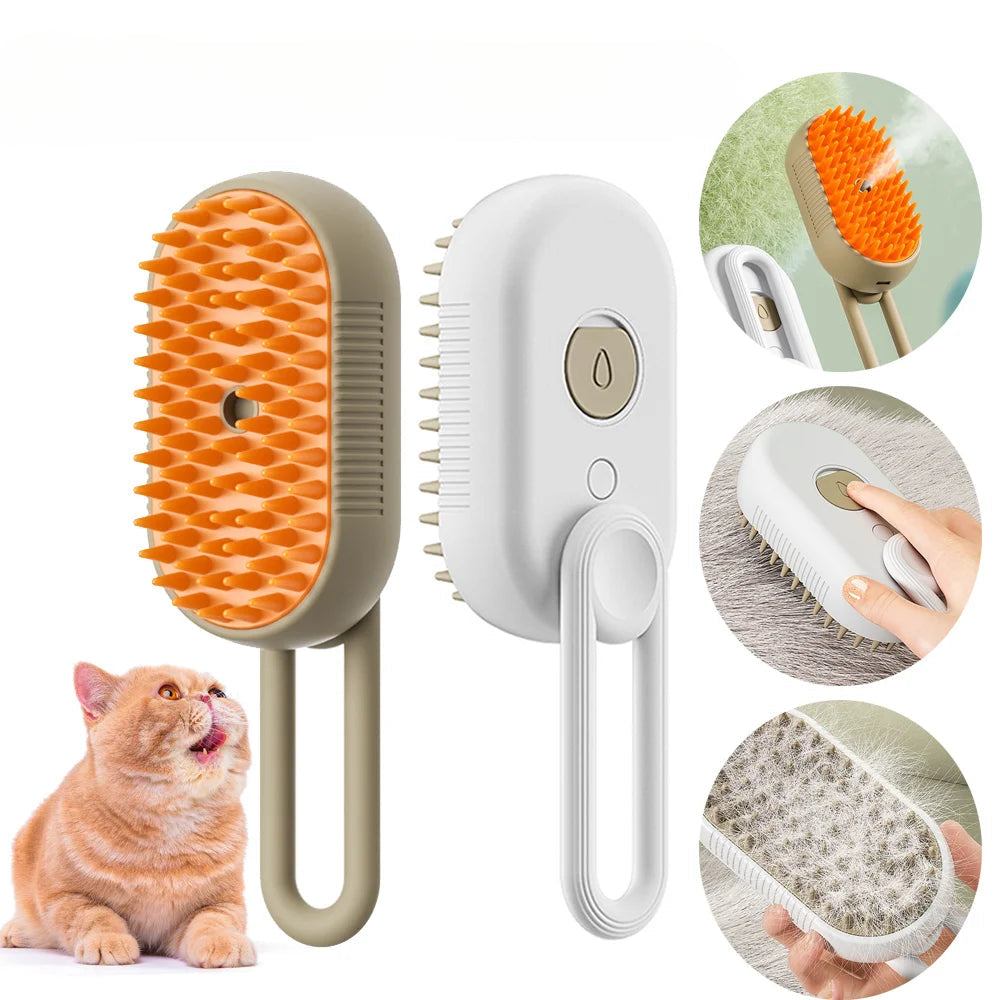 Brosse à vapeur anti-éclaboussures 3 en 1 pour chats