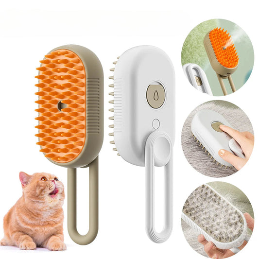 3-in-1 anti-splash steam brush for cats.