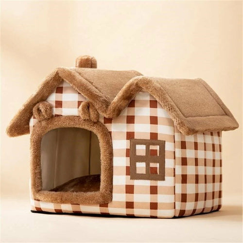 Plush pet house with removable roof