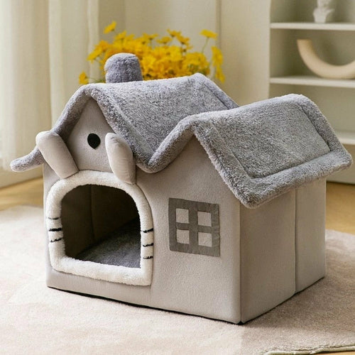 Plush pet house with removable roof